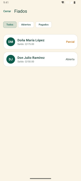 Registrar un fiado